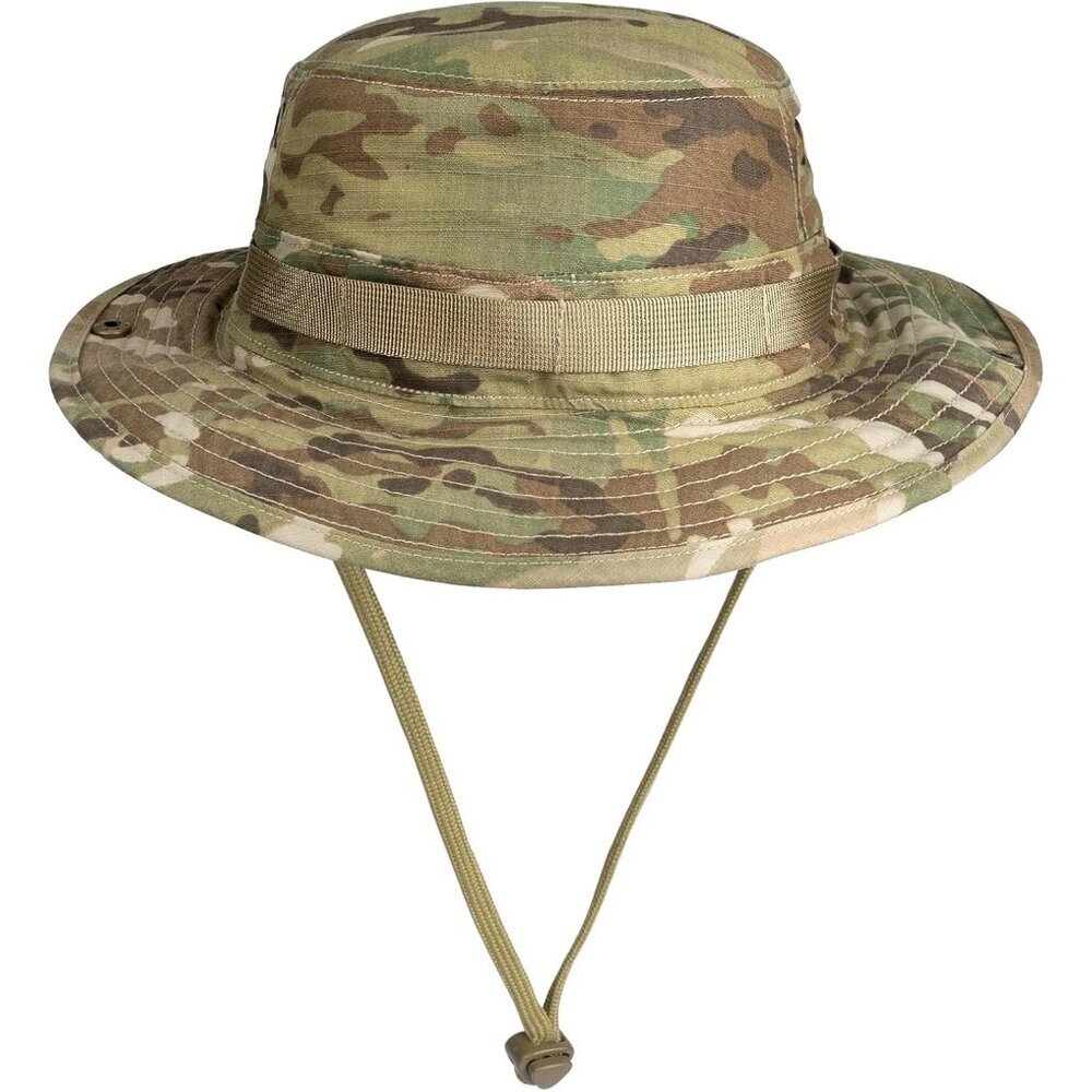 Unisex Camo Wide Brim Loops Buckle With Chin Strap Adjustable Boonie Sun Hat